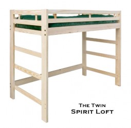 Twin Spirit Loft Bed – Natural Unfinished – Solid Wood – Holds 1000 Lbs.