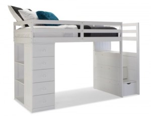 Canwood Mountaineer Loft Bed with Storage Tower and Built in Stairs Drawers, Twin, White