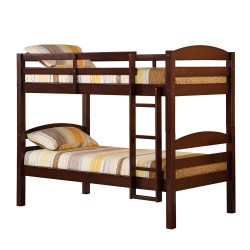 WE Furniture Twin / Twin Solid Wood Bunk Bed – Espresso