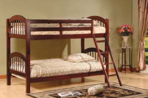 King’s Brand B125C Wood Arched Design Convertible Bunk Bed, Twin, Cherry Finish