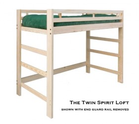 Twin Junior (short height) Spirit Loft Bed – Natural Unfinished – Solid Wood – Holds 1000 Lbs.