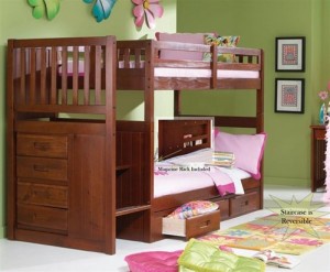 Stair Step Bunk Bed with 3-Drawer Bunk Pedestal