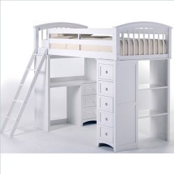 NE Kids School House Student Loft Bed in White