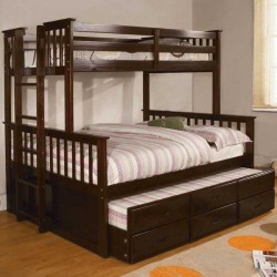 Somerset Espresso Finish Twin / Full Size Bunk Bed w/ Trundle