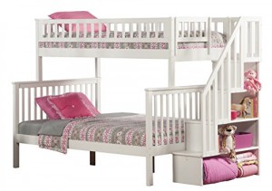 Atlantic Furniture Woodland Staircase Bunk Bed, Twin/Full, White