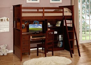 Solid Wood Bunk Bed Loft – Twin Size – Complete Set