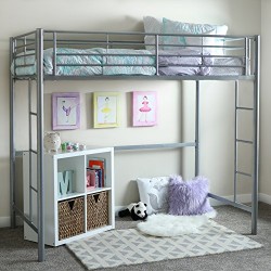 New Silver Twin Over Loft Metal Bed Frame