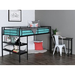 Janes Gallerie Twin Low Loft Bed with Desk – Black