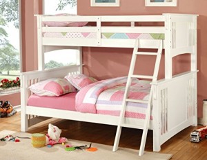 Furniture of America Concord Bunk Bed, Twin/Full, White