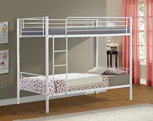 Merax Bunk Bed Twin-Over-Twin Metal Bunk Bed Bedroom Furniture in White